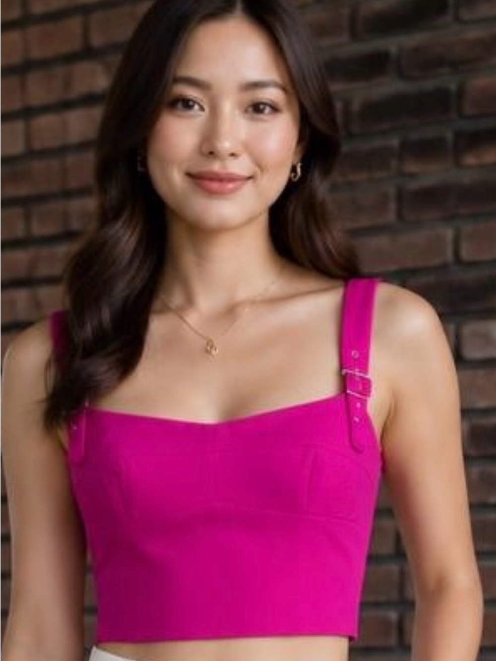 Amanda Uprichard  Hot Pink Blythe   Crop Bustier Top (Genie)